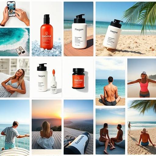 Een collage van aantrekkelijke social media posts met productfoto's en lifestyle beelden.