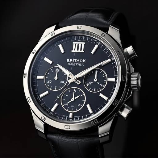 Luxe horloge met gedetailleerde afwerking, tegen een donkere, elegante achtergrond.